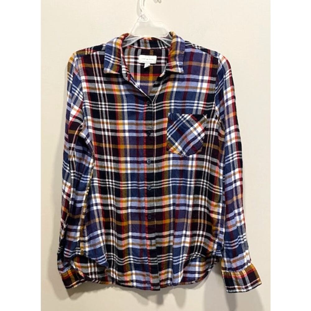 LUCKY BRAND Shirt Size Sm Plaid Flannel Buttoned Back Boho Beach Soft